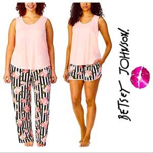 BETSEY JOHNSON Womens 3 Piece Lounge / Pajama Set